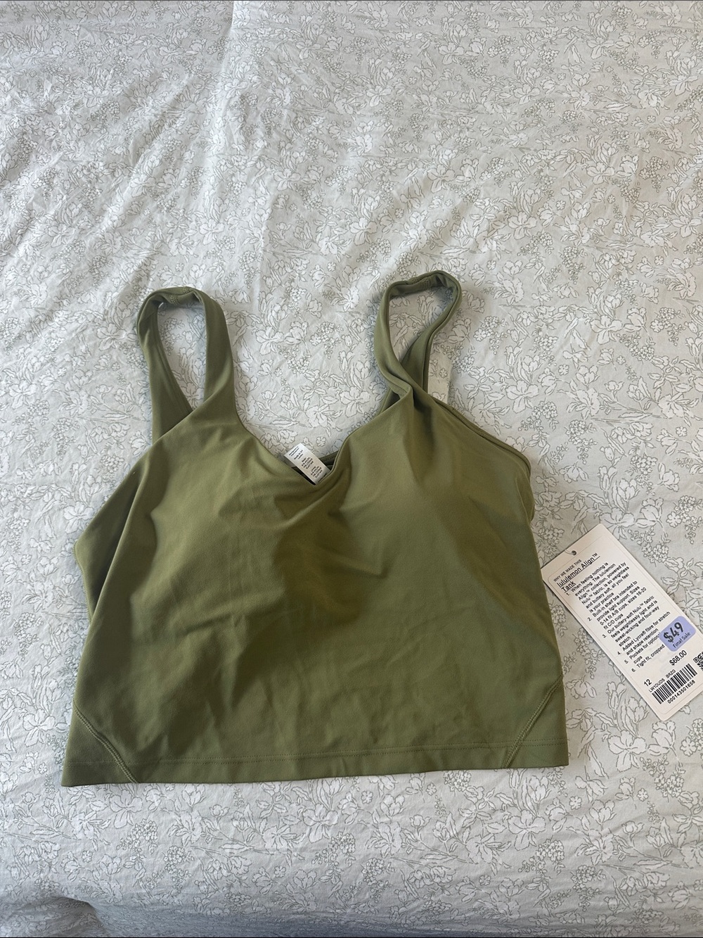 Lemon align Olive Green Crop Tank Top